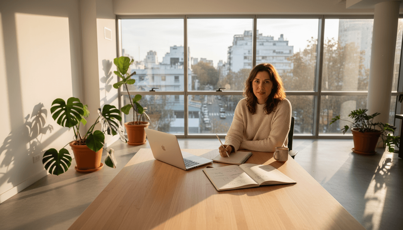 Entrepreneur building digital marketing strategies at workspace